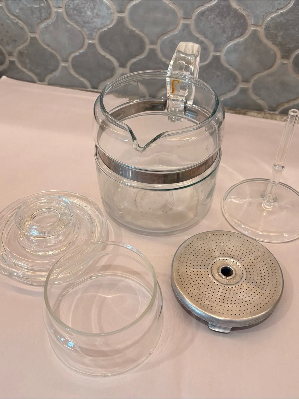 VTG Pyrex 7754 Stovetop Glass Percolator Complete with Pump, Basket